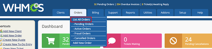 list all orders